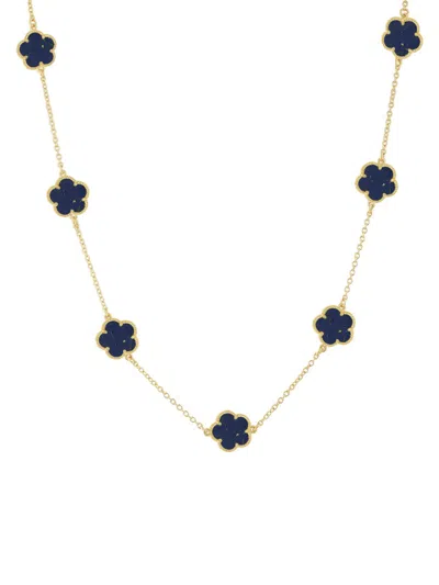 Jankuo Women's Flower 14k Goldplated & Synthetic Sapphire Floral Necklace