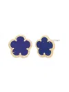 Jankuo Flower 14k Plated Synthetic Sapphire Cz Stud Earrings In Sapphire