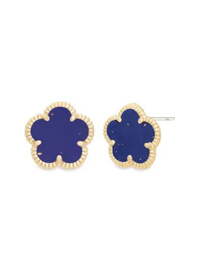 Jankuo Women's Flower 14k Goldplated & Synthetic Sapphire Stud Earrings