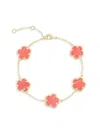 Jankuo Women's Flower 14k Goldplated & Synthetic Stone Flower Bracelet In Red
