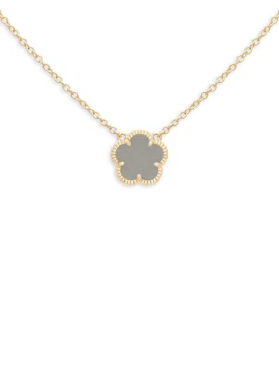 Jankuo Women's Flower 14k Goldplated & Synthetic Stone Pendant Necklace In Grey