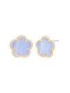 Jankuo Women's Flower 14k Goldplated & Synthetic Stone Stud Earrings In Brass