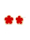 Jankuo Flower 14k Plated Stud Post Earrings In Brass