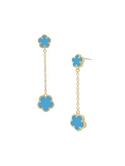 Jankuo Women's Flower 14k Goldplated & Synthetic Turquoise Drop Earrings