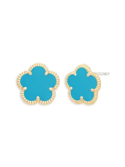 Jankuo Women's Flower 14k Goldplated & Synthetic Turquoise Stud Earrings In Brown