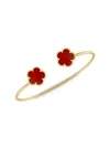 Jankuo Women's Flower 14k Goldplated Brass & Coral Agate Cuff Bracelet