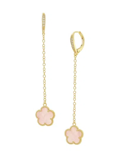 Jankuo Women's Flower 14k Goldplated, Crystal & Cubic Zirconia Drop Earrings In Pink