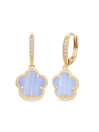 Jankuo Women's Flower 14k Goldplated, Cubic Zirconia & Synthetic Stone Flower Drop Earrings In Brass