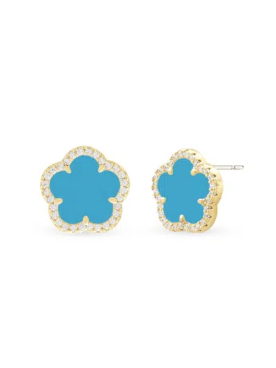 Jankuo Women's Flower 14k Goldplated & Synthetic Turquoise Stud Earrings