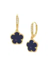 Jankuo Women's Flower 14k Goldplated, Faux Sapphire & Cubic Zirconia Hoop Earrings In Sapphire