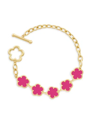 Jankuo Women's Flower 14k Goldplated Flower Link Bracelet In Brass