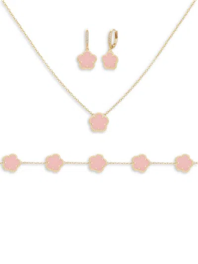 Jankuo Women's Flower 14k Goldplated Jewelry Set In Brass