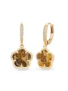 Jankuo Women's Flower 14k Goldplated, Leopardskin Jasper & Cubic Zirconia Drop Earrings In Brass