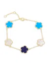 Jankuo Women's Flower 14k Goldplated, Mother Of Pearl & Agate Bracelet In Brass