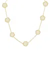 JANKUO WOMEN'S FLOWER 14K GOLDPLATED, MOTHER OF PEARL & CUBIC ZIRCONIA STATION NECKLACE