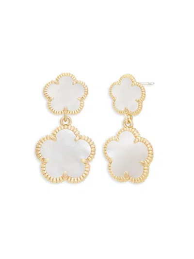Jankuo Women's Flower 14k Goldplated, Mother Of Pearl Drop Earrings In Brass