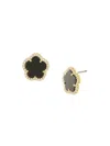 Jankuo Women's Flower 14k Goldplated, Onyx & Cubic Zirconia Stud Earrings In Onyx