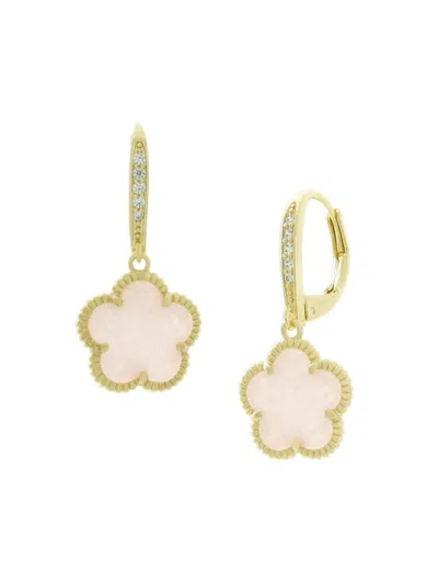 Jankuo Women's Flower 14k Goldplated, Pink Crystal & Cubic Zirconia Drop Earrings