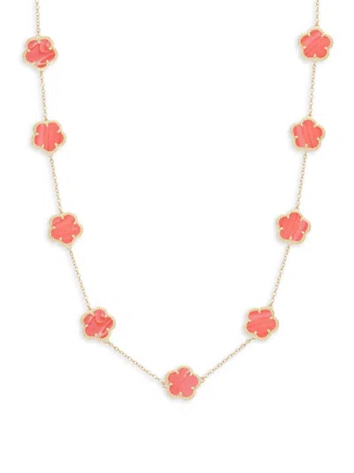 Jankuo Women's Flower 14k Goldplated Station Necklace In Red