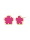 Jankuo Flower 14k Synthetic Fuchsia Cz Stud Earrings In Brass