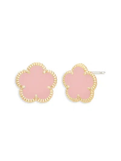 Jankuo Women's Flower 14k Goldplated Stud Earrings In Pink