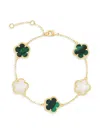 Jankuo Women's Flower 14k Goldplated, Synthetic Emerald & Mother Of Pearl Flowers Bracelet In Gold