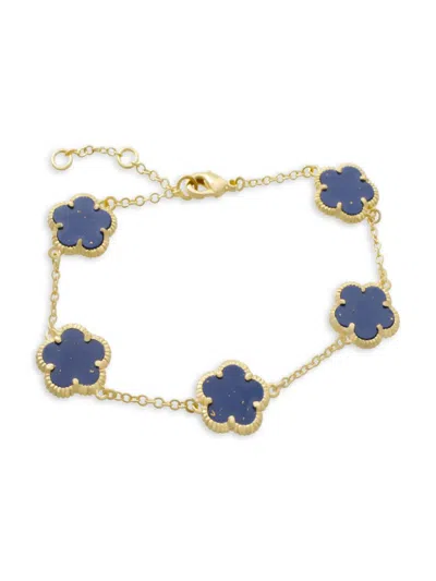 Jankuo Women's Flower 14k Goldplated Synthetic Sapphire Bracelet