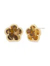 Jankuo Women's Flower 14k Golpldated Leopardskin Jasper Stud Earrings In Brass