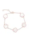 Jankuo Women's Flower 14k Rose Goldplated & Mother Of Pearl Station Bracelet In Rose