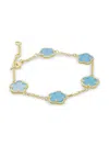 JANKUO WOMEN'S FLOWER 14K YELLOW GOLDPLATED & BLUE AGATE STATION BRACELET