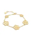 JANKUO WOMEN'S FLOWER 14K YELLOW GOLDPLATED & MOTHER OF PEARL STATION BRACELET