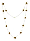 JANKUO WOMEN'S FLOWER 14K YELLOW GOLDPLATED & TIGER EYE STATION NECKLACE
