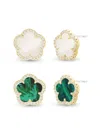 Jankuo Women's Flower 2-piece 14k Goldplated & Cubic Zirconia Earrings Set In Gold