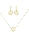 Jankuo Women's Flower 2-piece 14k Goldplated & Mother Of Pearl Pendant Necklace & Hook Earrings Set In White