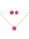 Jankuo Women's Flower 2-piece 14k Goldplated & Synthetic Stone Stud Earrings & Pendant Necklace Set