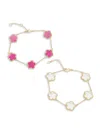 Jankuo Women's Flower 2-piece 14k Goldplated Bracelet Set In Brass