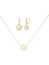 Jankuo Women's Flower 2-piece 14k Goldplated, Mother Of Pearl & Cubic Zirconia Necklace Earring Set In Brass