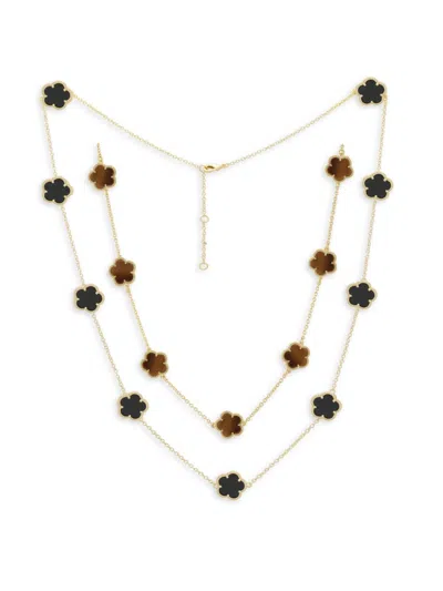 Jankuo Women's Flower 2-piece 14k Goldplated Necklace Set In Brass