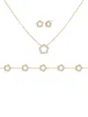 Jankuo Women's Flower 3-piece 14k Goldplated & Cubic Zirconia Bracelet, Earrings & Necklace Set In Brass