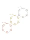 Jankuo Women's Flower 3-piece 14k Goldplated & Mother Of Pearl Bracelets Set In Yellow Goldtone