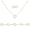 Jankuo Women's Flower 3-piece 14k Goldplated & Mother-of-pearl Studs, Pendant Necklace & Bracelet Se