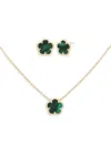 Jankuo Women's Flower 3-piece 14k Goldplated & Synthetic Emerald Stud Earrings & Pendant Necklace Se