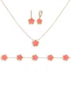 Jankuo Women's Flower 3-piece 14k Goldplated Bracelet, Earrings & Necklace Set In Red