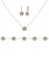 Jankuo Women's Flower 3-piece 14k Goldplated Bracelet, Necklace & Earrings Set In Grey