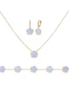 Jankuo Women's Flower 3-piece 14k Goldplated, Cubic Zirconia, Synthetic Stone Bracelet, Earrings & N In Brass