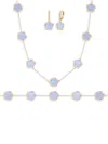 Jankuo Women's Flower 3-piece 14k Goldplated, Cubic Zirconia, Synthetic Stone Bracelet, Earrings & N In Brass