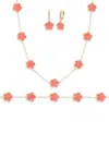 Jankuo Women's Flower 3-piece 14k Goldplated, Cubic Zirconia, Synthetic Stone Bracelet, Earrings & N In Red