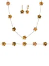 Jankuo Women's Flower 3-piece 14k Goldplated Earrings, Bracelet & Necklace Set In Brass