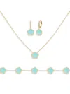 Jankuo Women's Flower 3-piece 14k Goldplated Earrings, Bracelet & Necklace Set In Teal