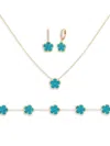Jankuo Women's Flower 3-piece 14k Goldplated Necklace, Earrings & Bracelet Set In Blue